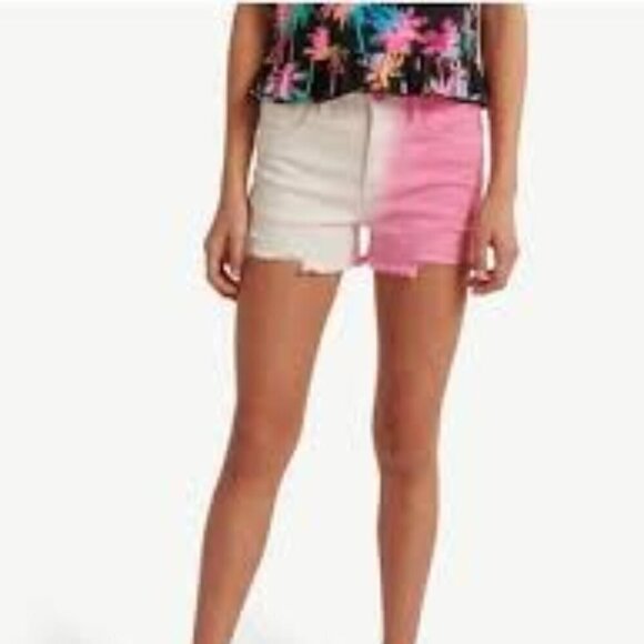 Justice Girls Size 16 Pink White Gradient Denim Shorts Cut Off Frayed - Picture 8 of 8
